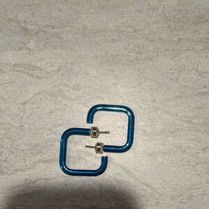 Never Worn Vibrant Blue Square Earrings